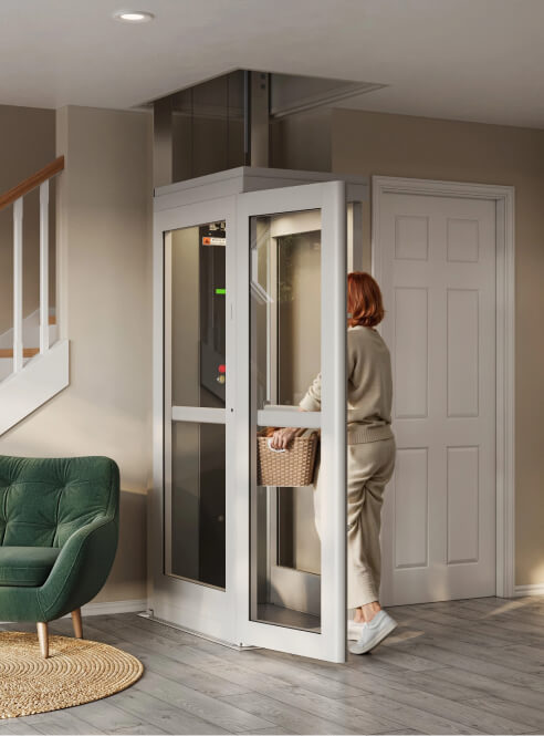 Woman using a Pollock home elevator